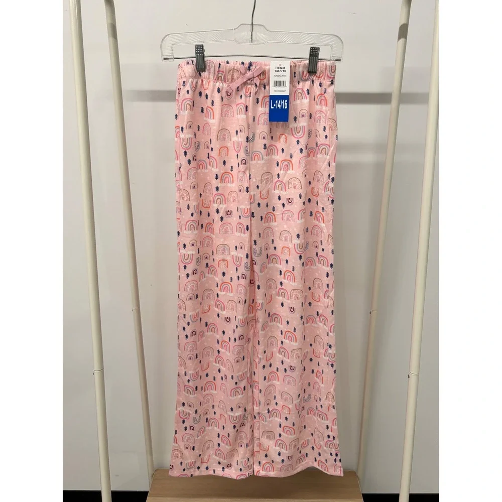 Eddie Bauer Girls Aurora Pink Rainbow Pine Tree Pajama Set 2PC NWT L 14-16